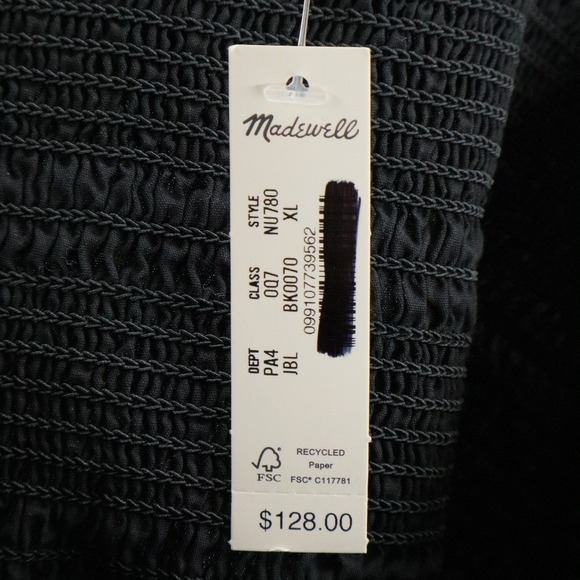 Madewell Poplin Puffed Sleeve Mini Dress Smocked XL Black - Picture 11 of 13